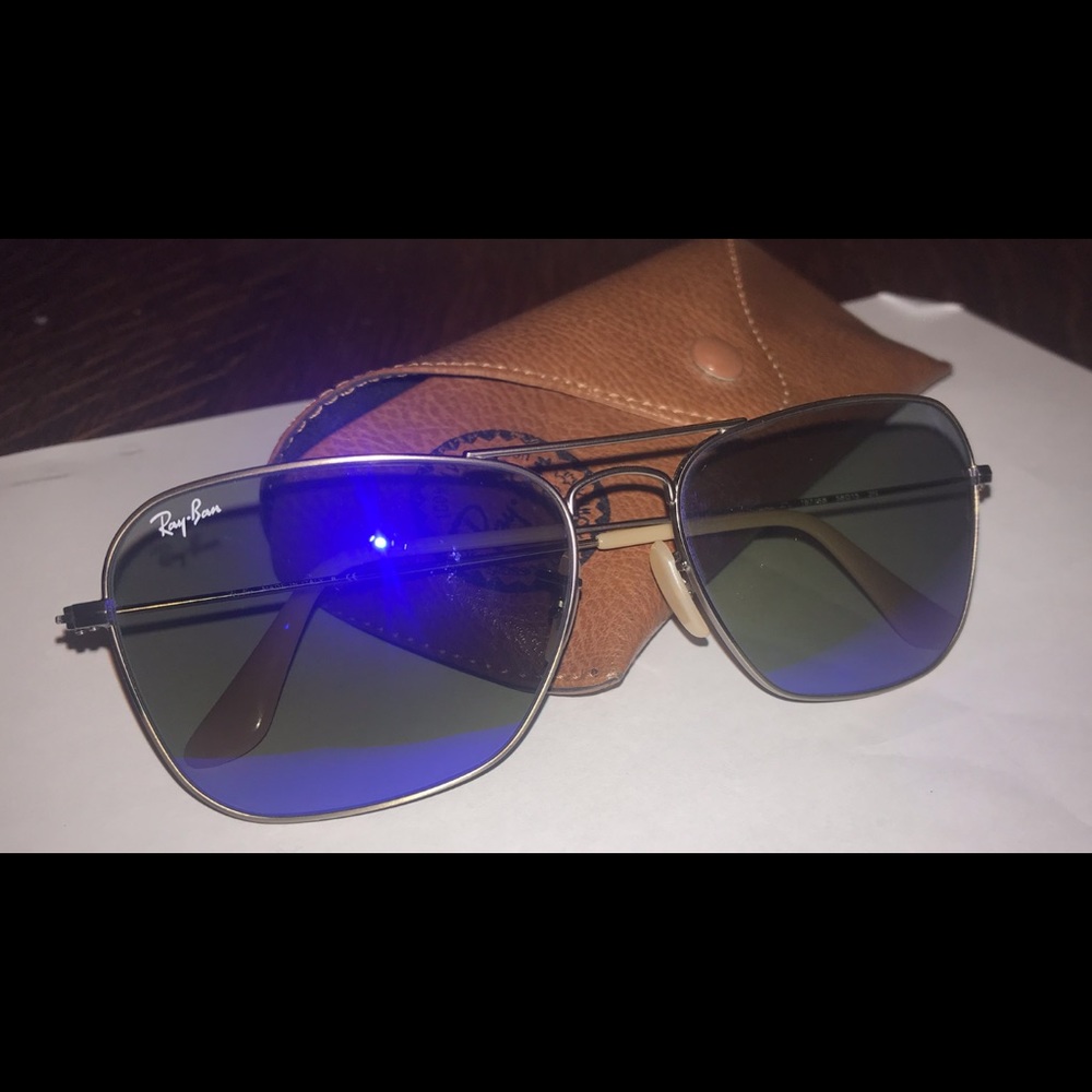 Ray-Ban Caravan Bronze Blue Mirror Made in Italy